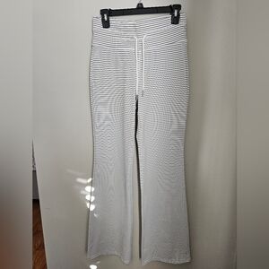 HARALA- High Waisted Drawstring Stripe Flare Yago Pants With Pockets
